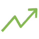 Green upward trending arrow graph